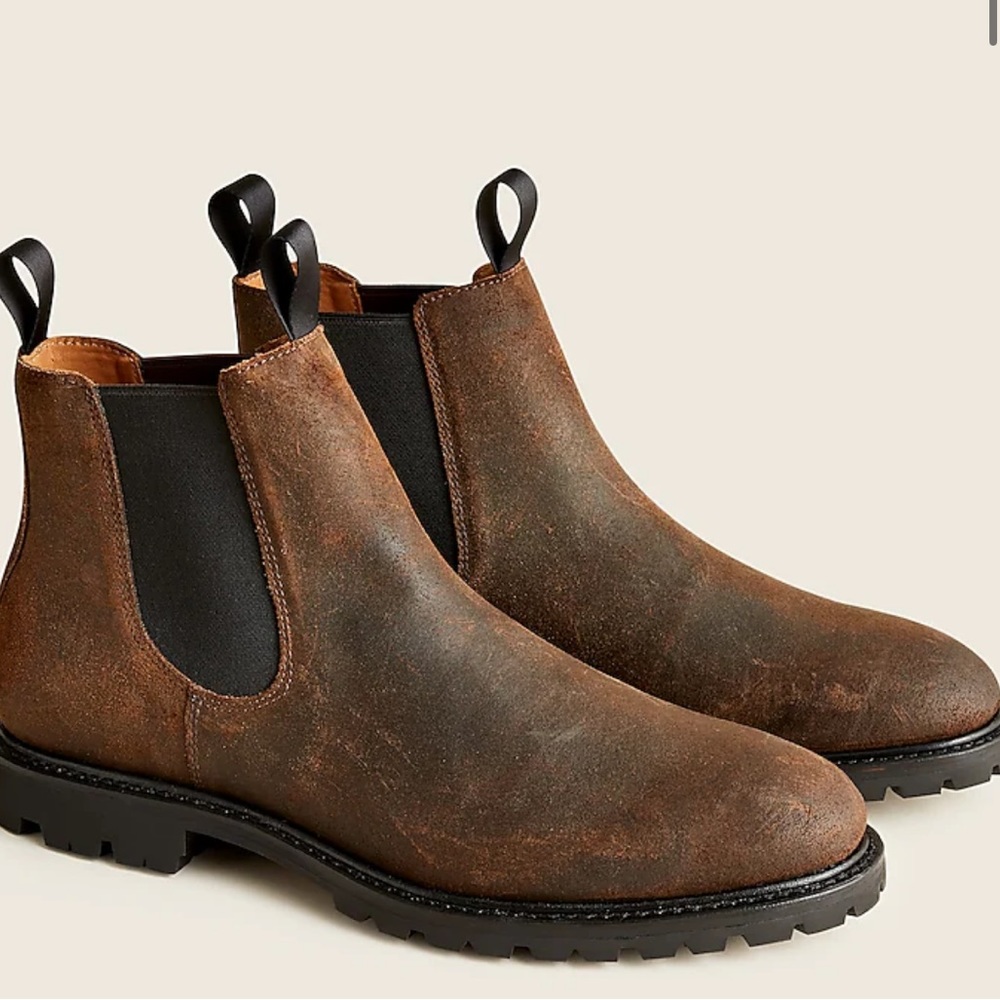 NIB J. Crew Kenton Chelsea Boots in Waxed Suede